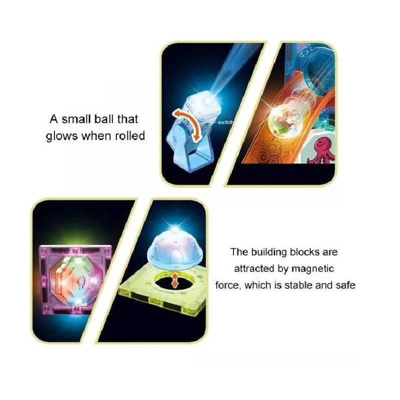 Магнитен конструктор MalPlay Писта със светещи топчета